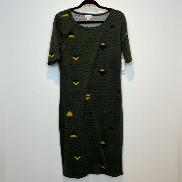 LULAROE Dress Julia Sz Medium Green yellow Black NWT - Picture 7 of 7
